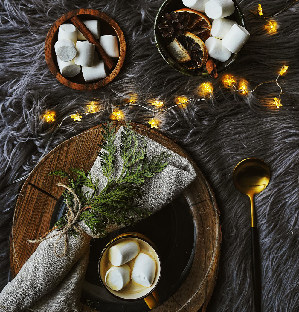 Božična dekoracija "naredi sam": suho sadje in marshmallows, lučke