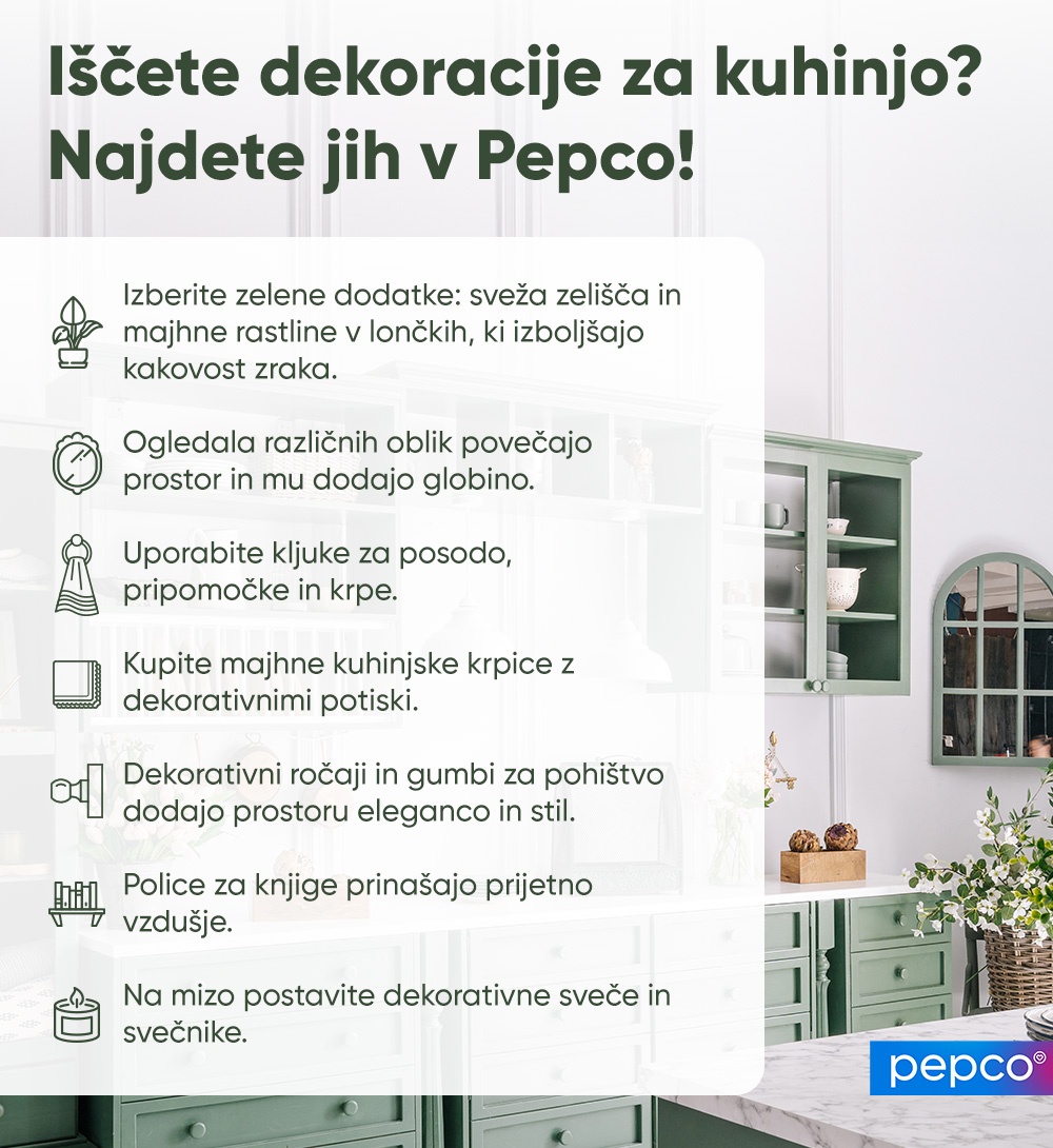 Infografika Pepco o dekoracijah za kuhinjo